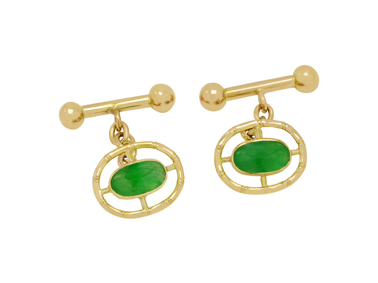 Jadeite and Diamond Cufflink, Lapel Pin and Tie Bar Set in 18K