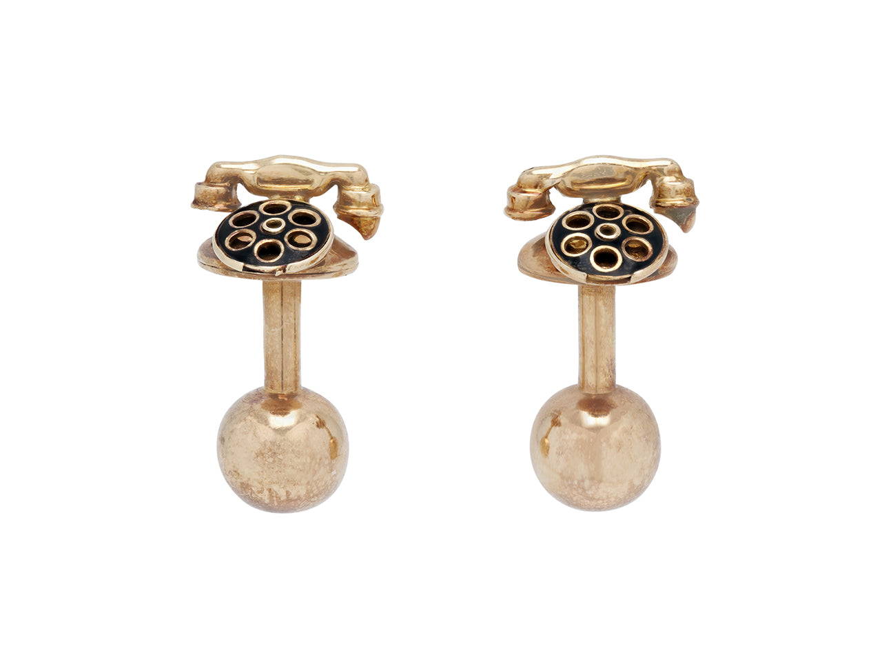 Mid-Century Rotary Phone Cufflinks in 14K Gold