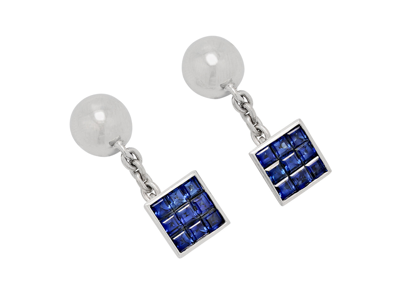 Sapphire Cufflinks in Platinum, Medium