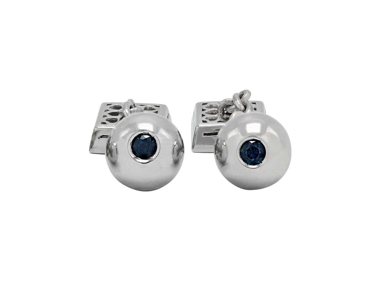 Sapphire Cufflinks in Platinum, Medium