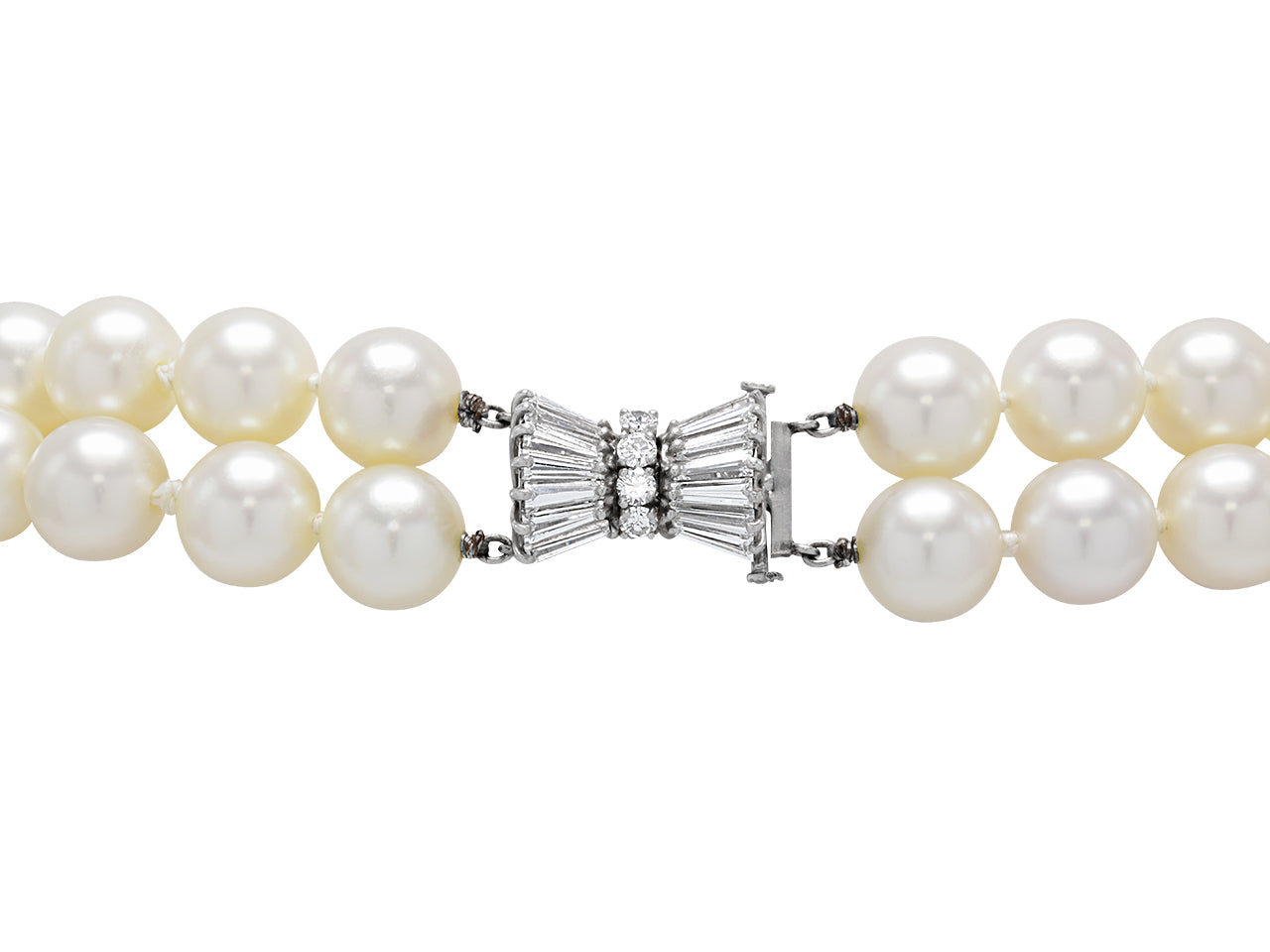 Double Strand South Sea Pearl Necklace with Diamond Platinum Clasp