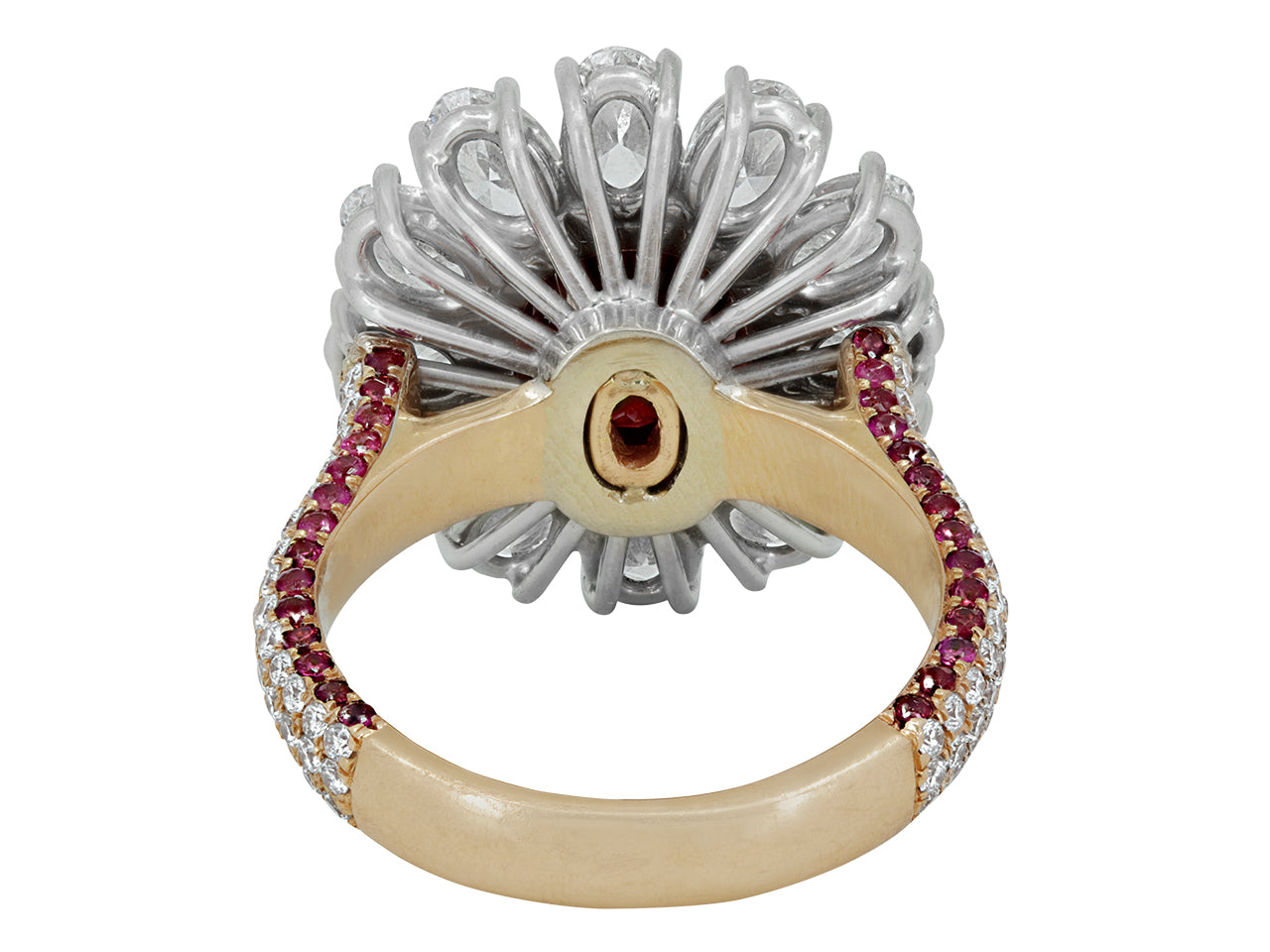 Natural Thai Ruby, 2.13 Carat, and Diamond Floral Ring in 18K