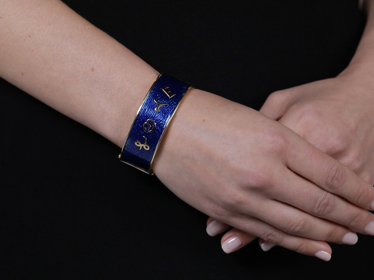 'Love' Bangle Bracelet in Enamel and 18K Gold