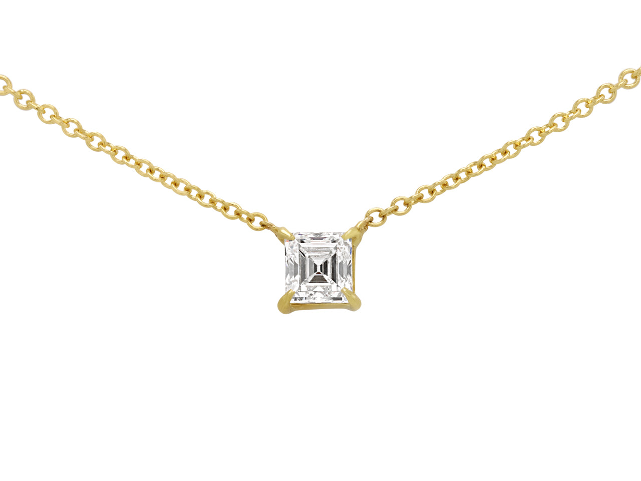 Beladora 'Bespoke' Rectangular Step-cut Diamond Pendant in 18K Gold