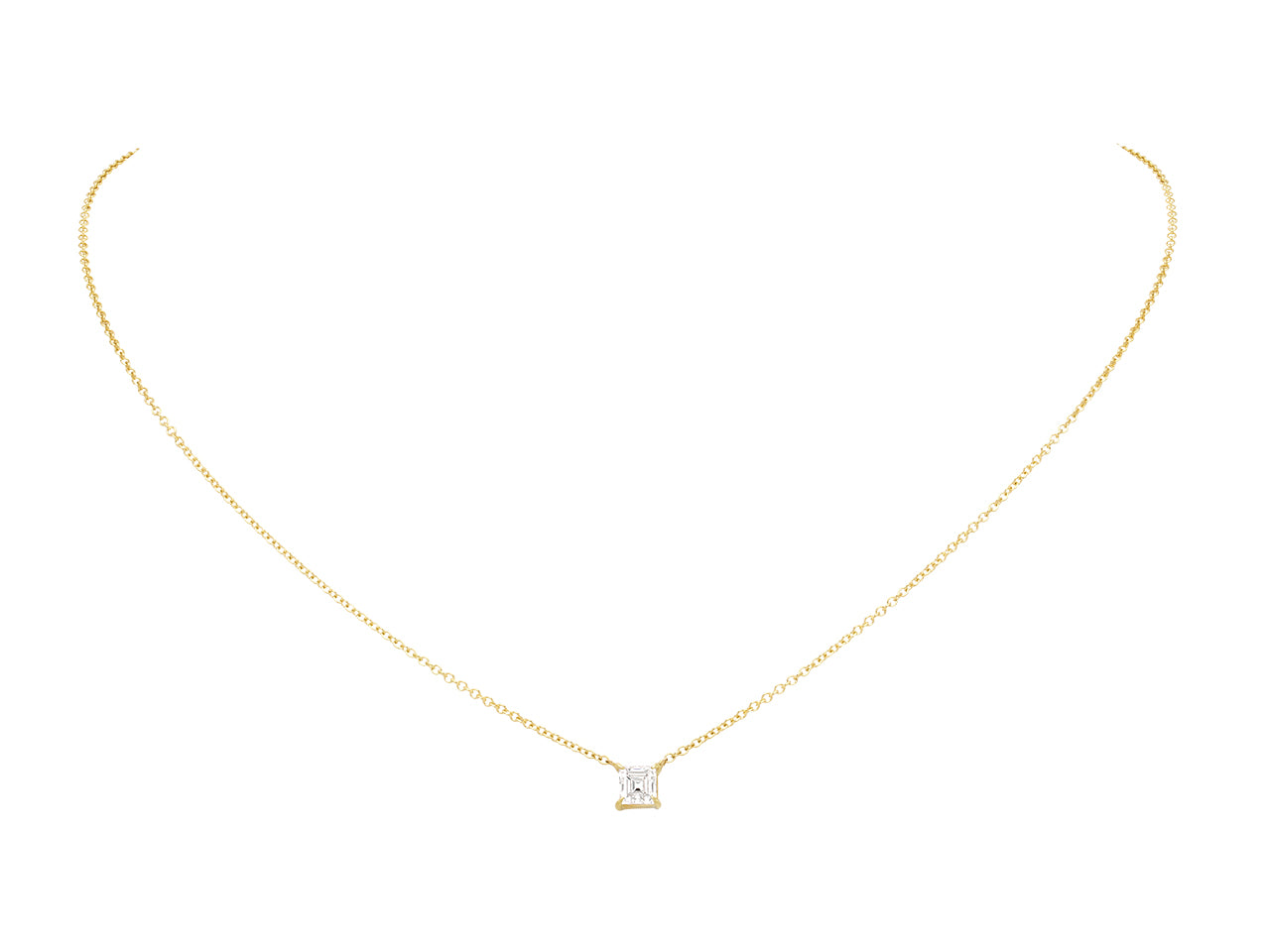 Beladora 'Bespoke' Rectangular Step-cut Diamond Pendant in 18K Gold