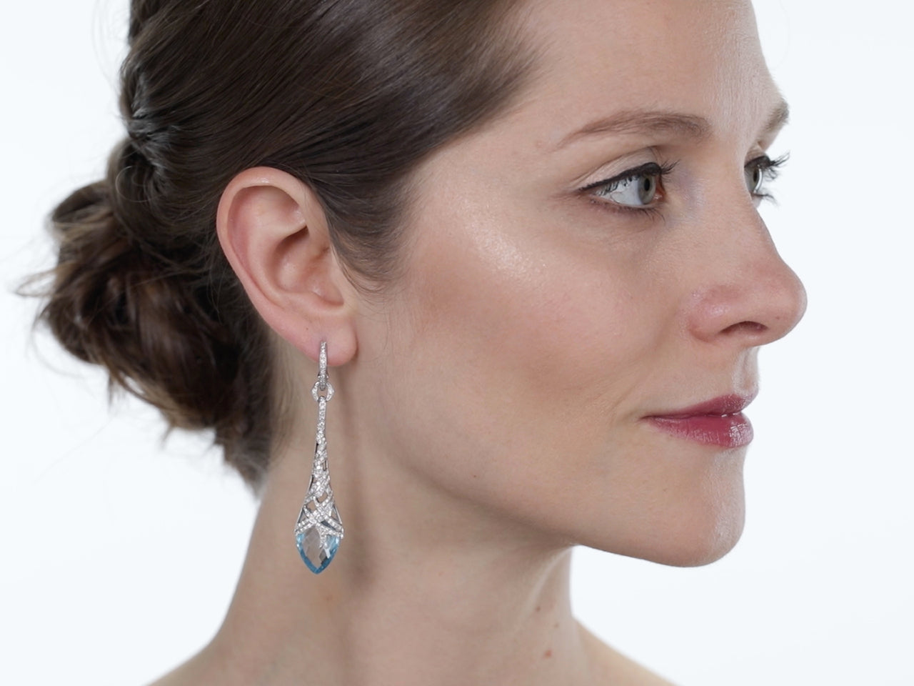 Stephen Webster Diamond and Blue Topaz Drop Earrings in 18K White Gold