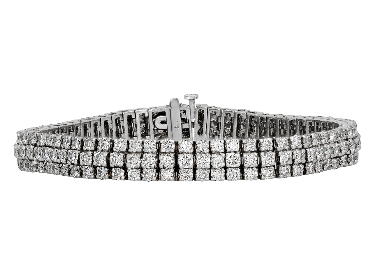 Three Row Diamond Bracelet in 18K White Gold