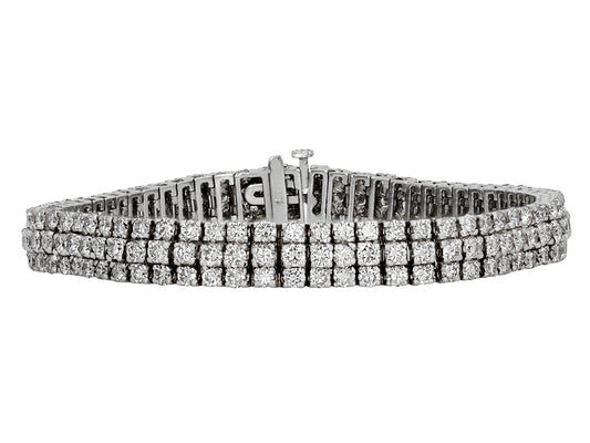 Three Row Diamond Bracelet in 18K White Gold