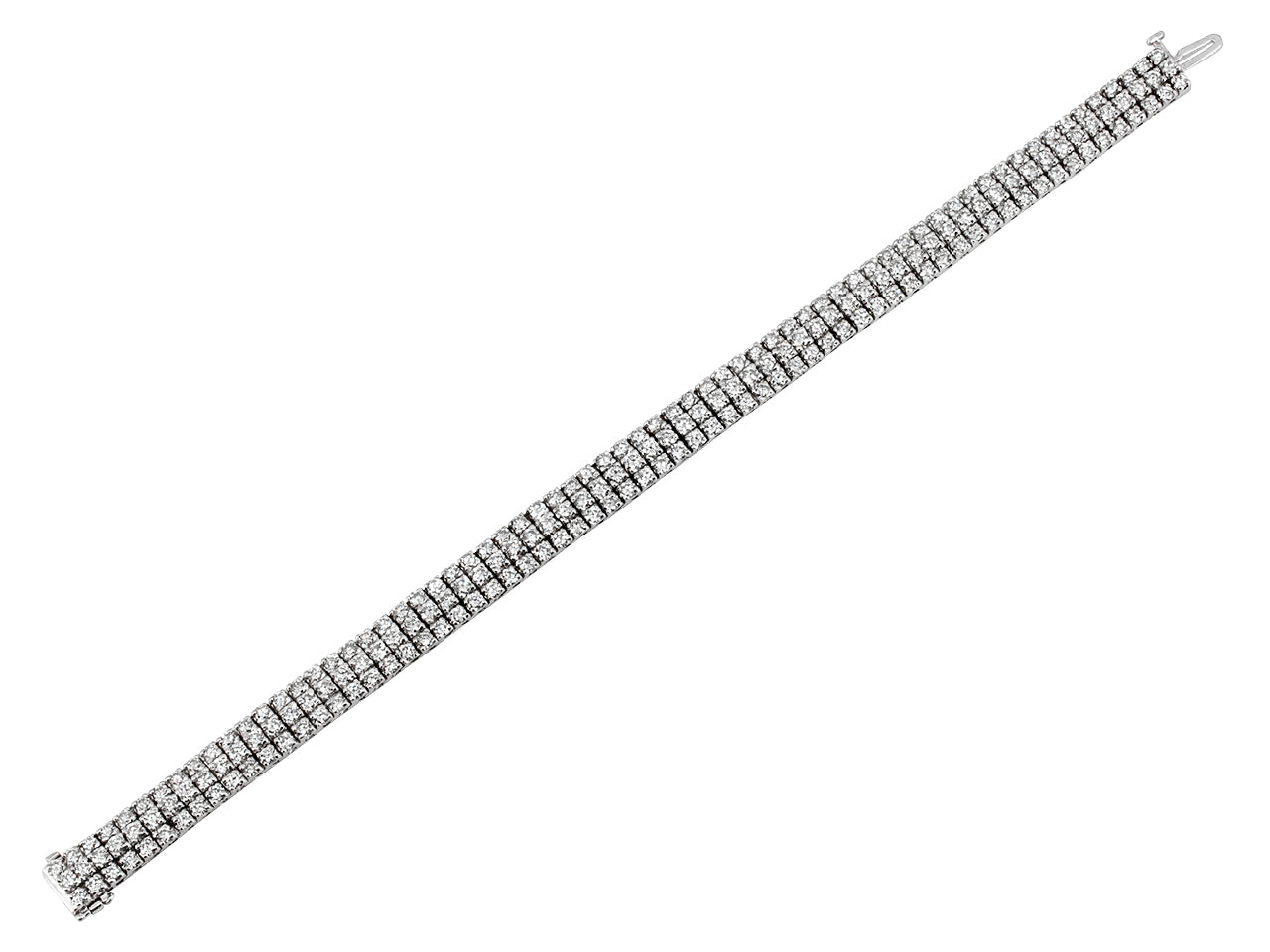 Three Row Diamond Bracelet in 18K White Gold