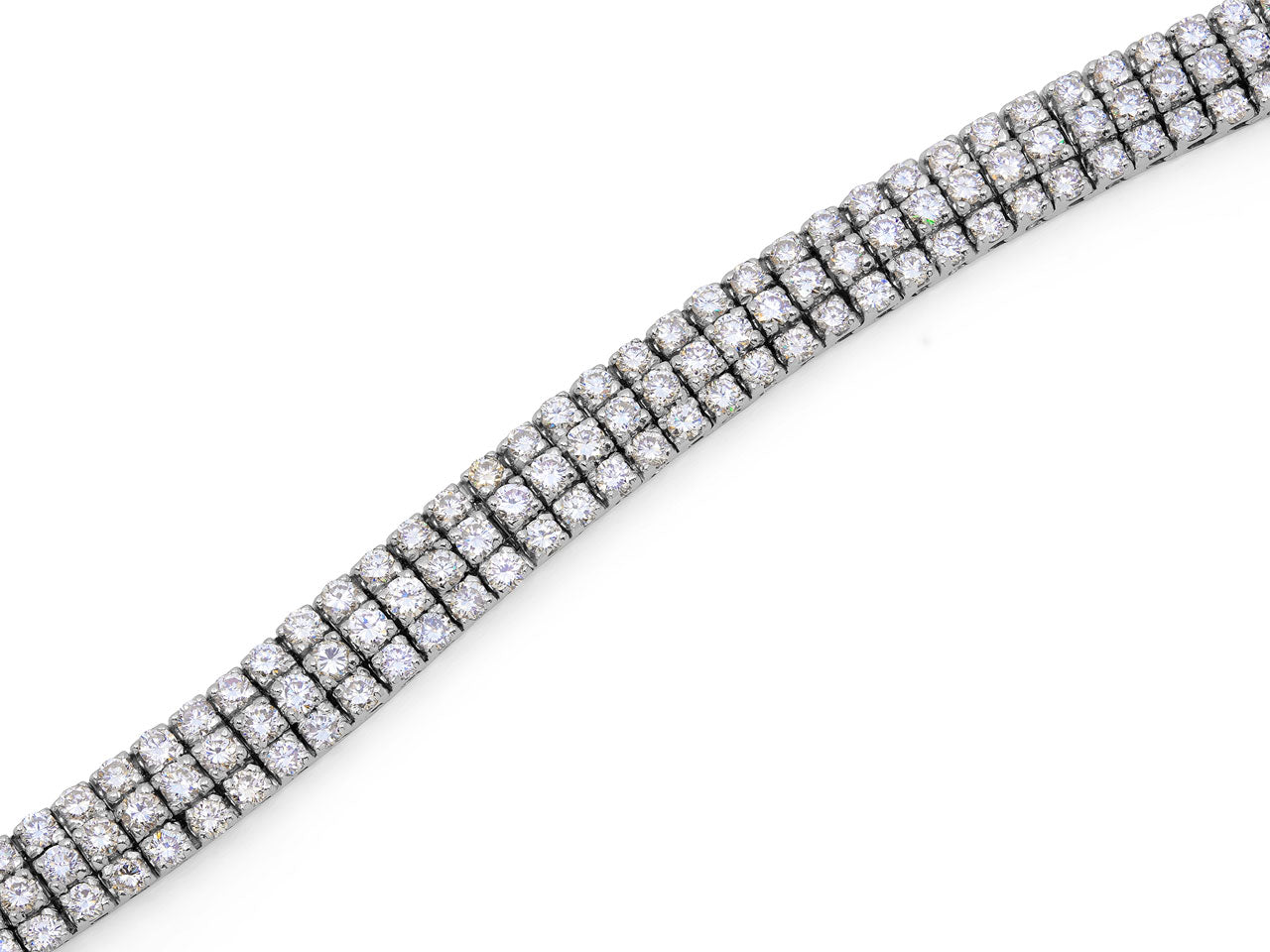 Three Row Diamond Bracelet in 18K White Gold