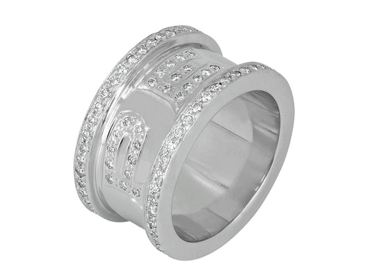 Diamond "PEACE" Ring in 18K White Gold