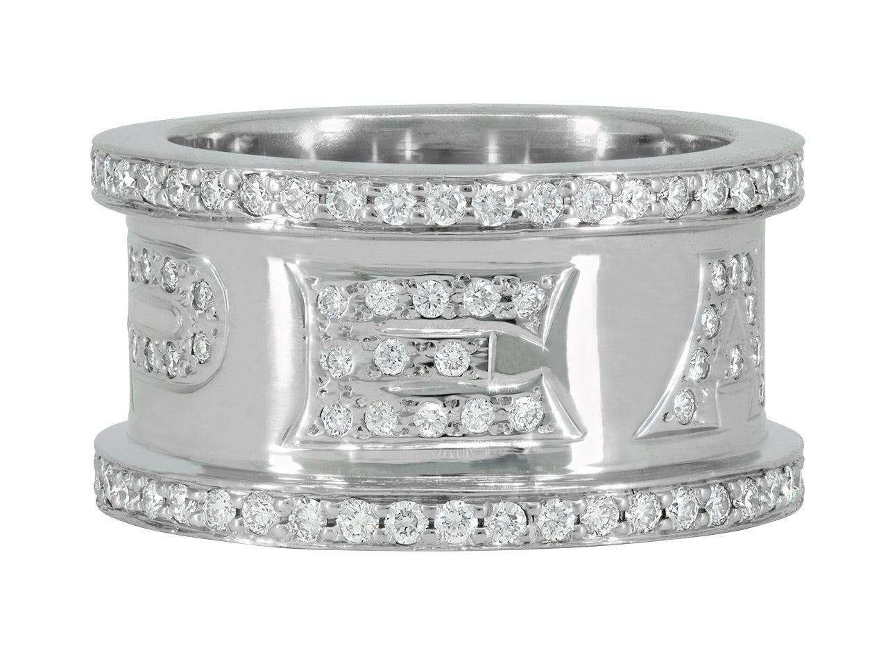 Diamond "PEACE" Ring in 18K White Gold