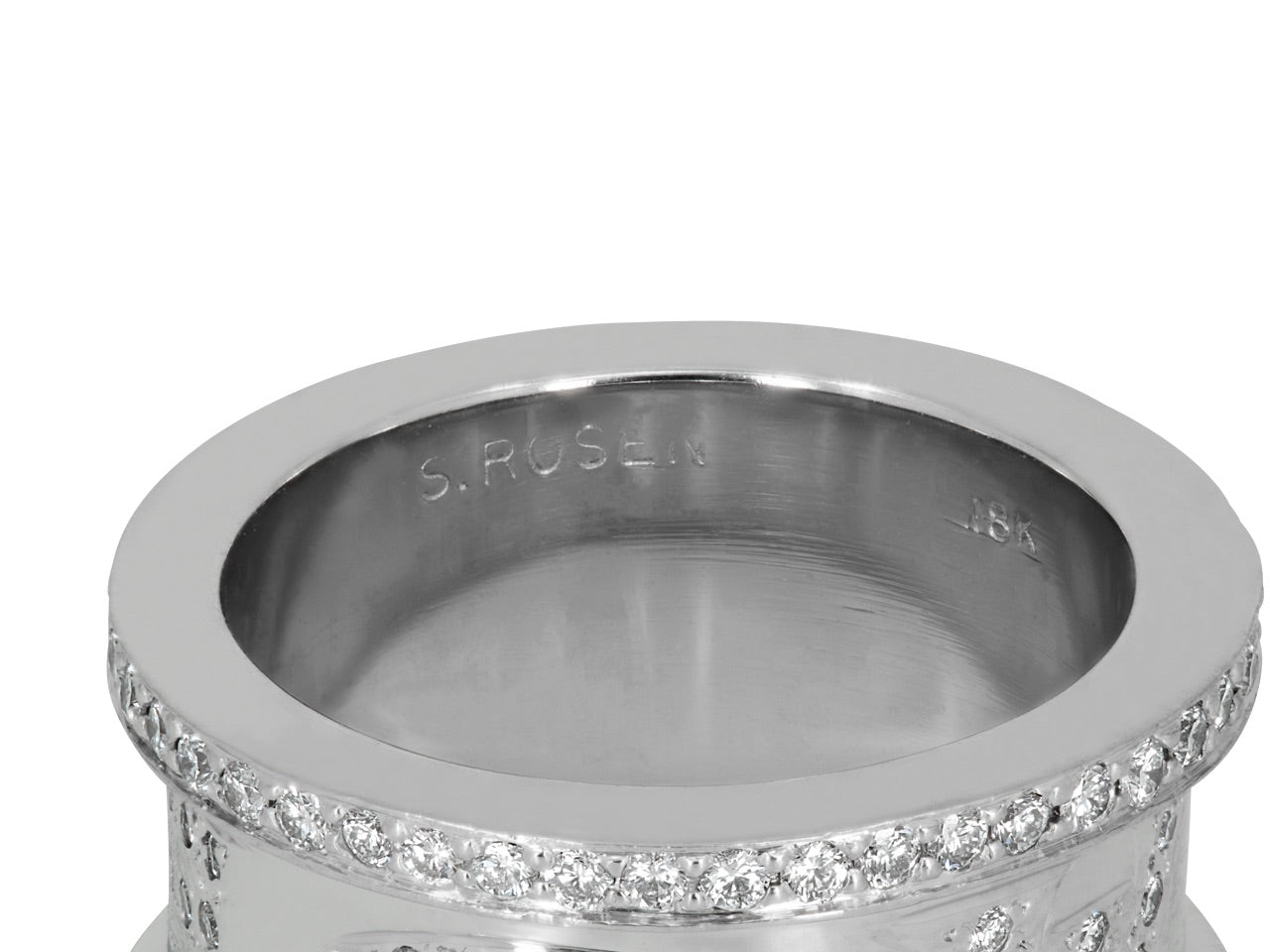 Diamond "PEACE" Ring in 18K White Gold