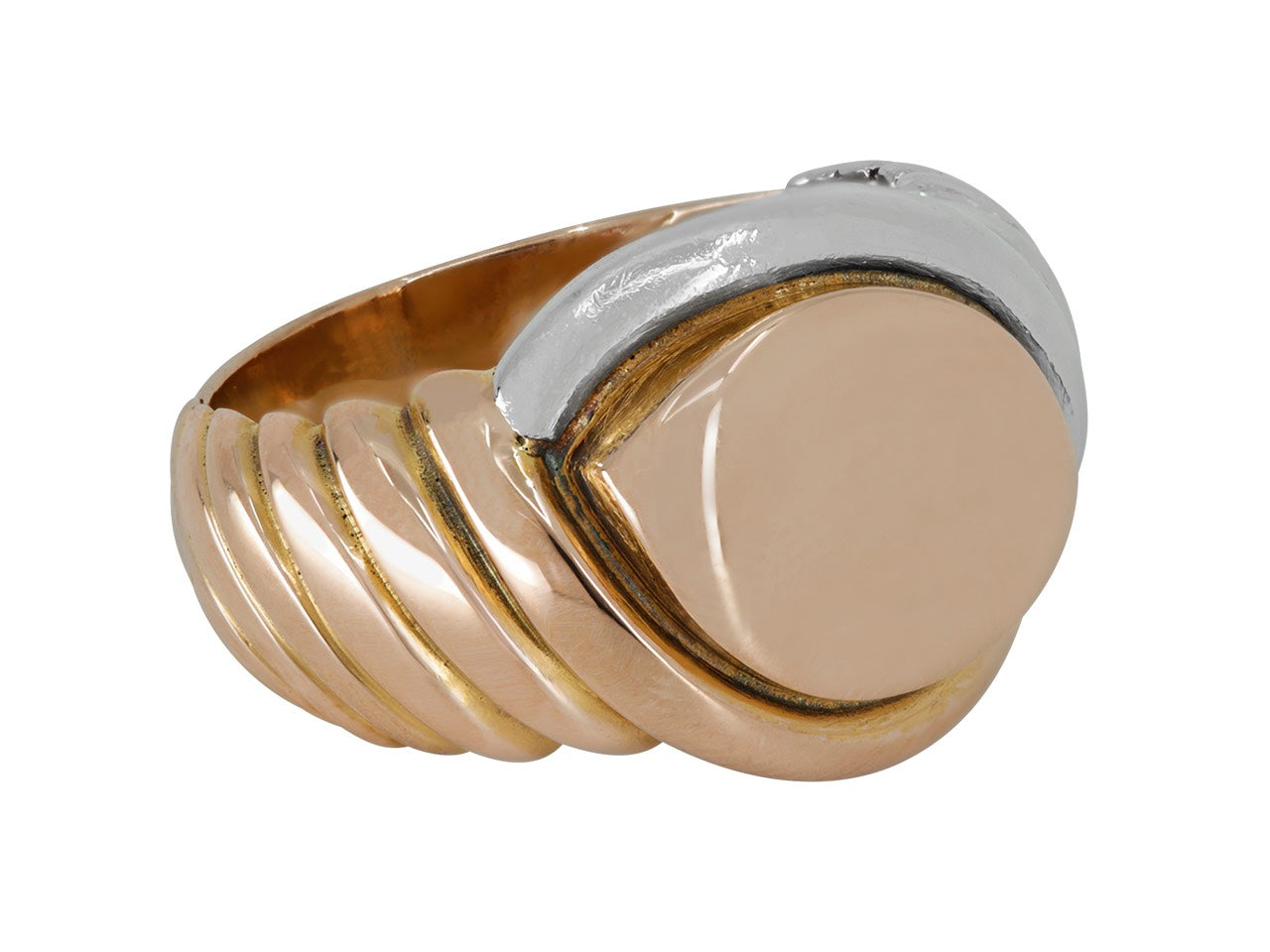 Mid-Century Signet Ring in 18K Gold and Platinum