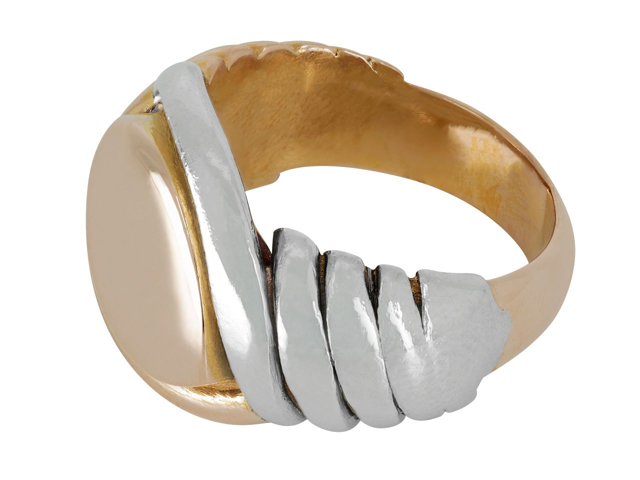 Mid-Century Signet Ring in 18K Gold and Platinum