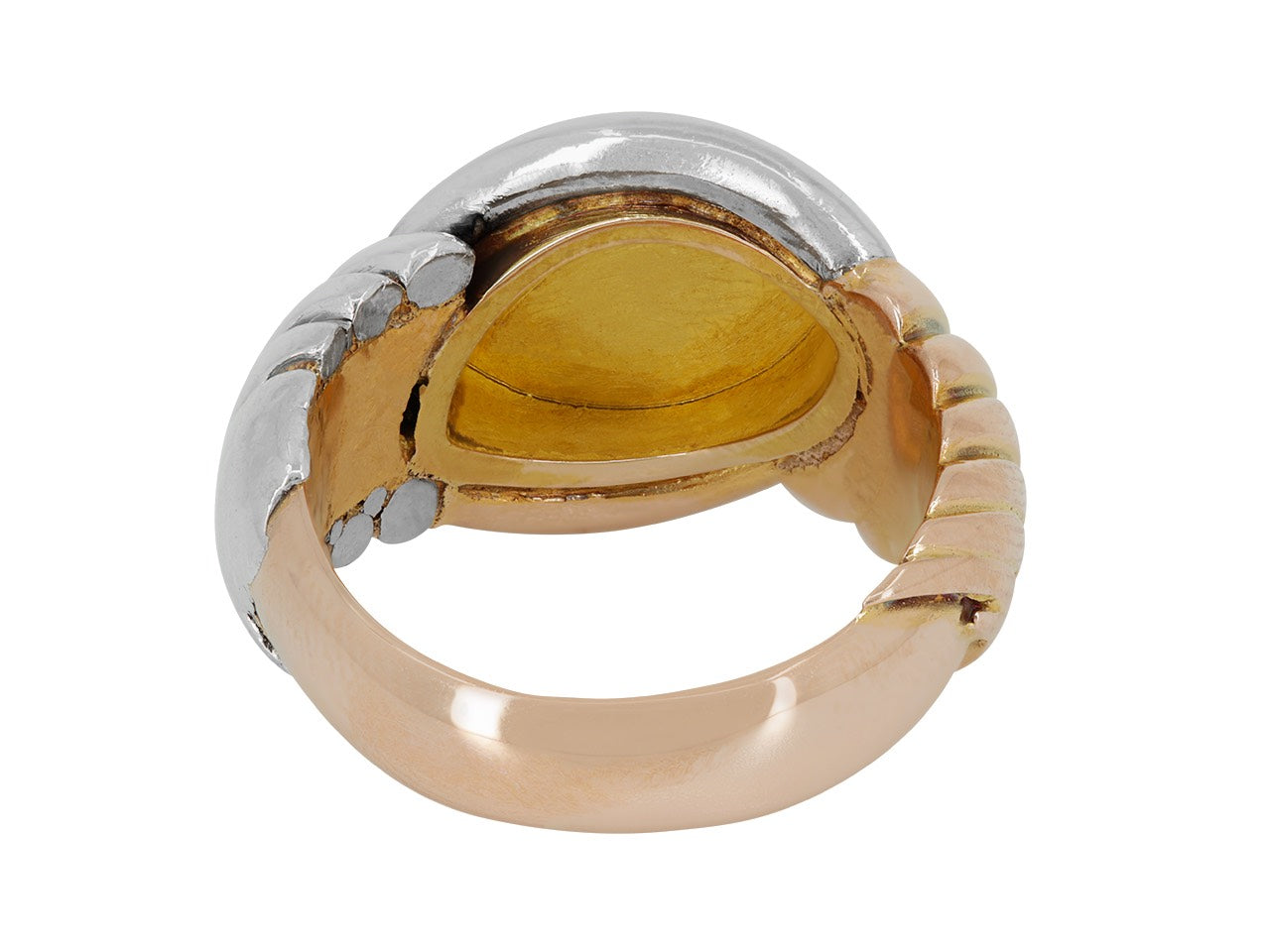 Mid-Century Signet Ring in 18K Gold and Platinum