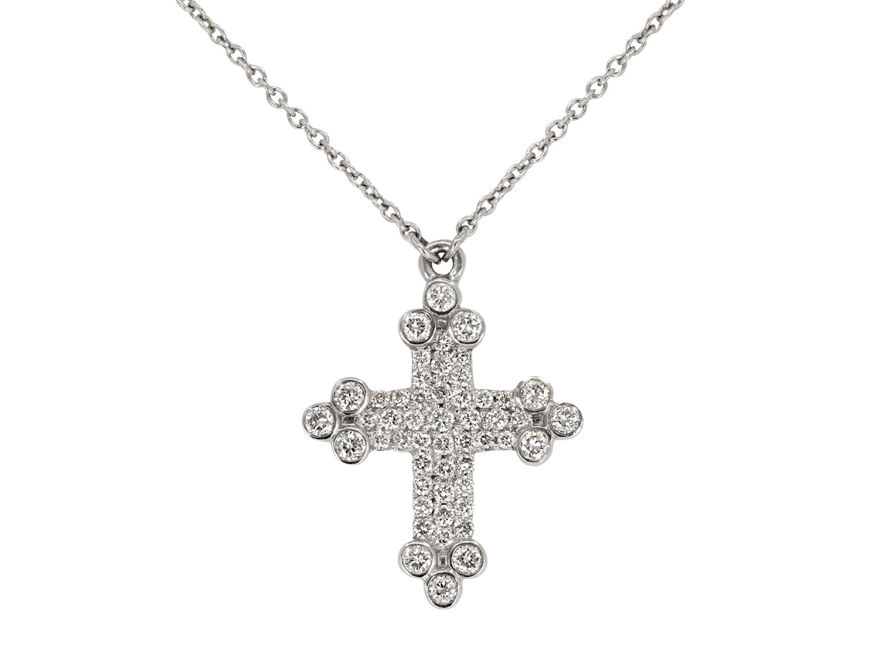 Rhonda Faber Green Diamond Cross Pendant in 18K White Gold