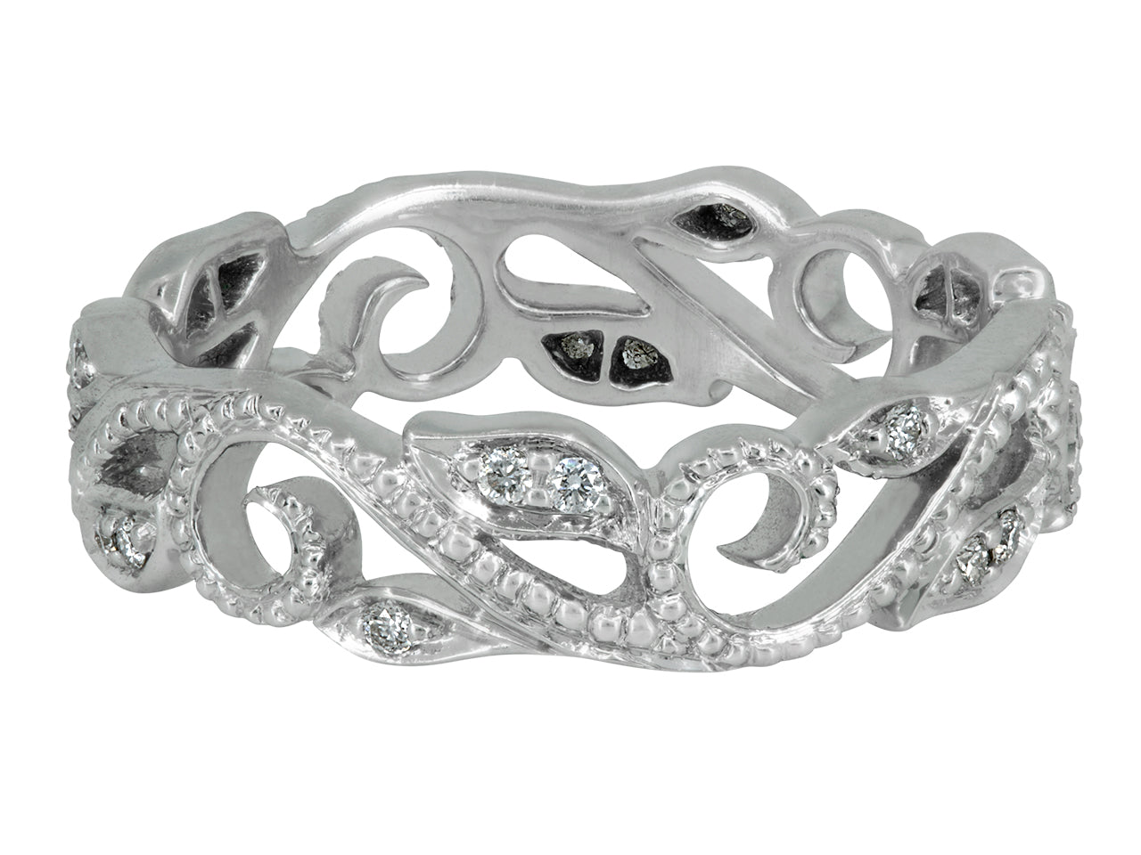 Rhonda Faber Green 'Vine' Diamond Ring in 18K White Gold