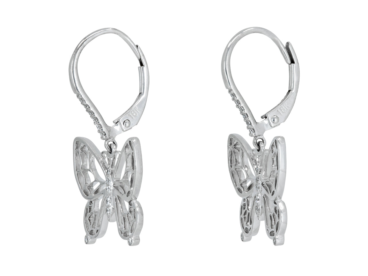 Rhonda Faber Green Diamond Butterfly Earrings in 18K White Gold