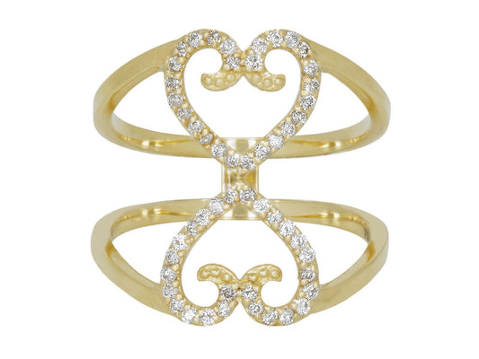 Rhonda Faber Green Diamond Double Heart Ring in 18K Gold