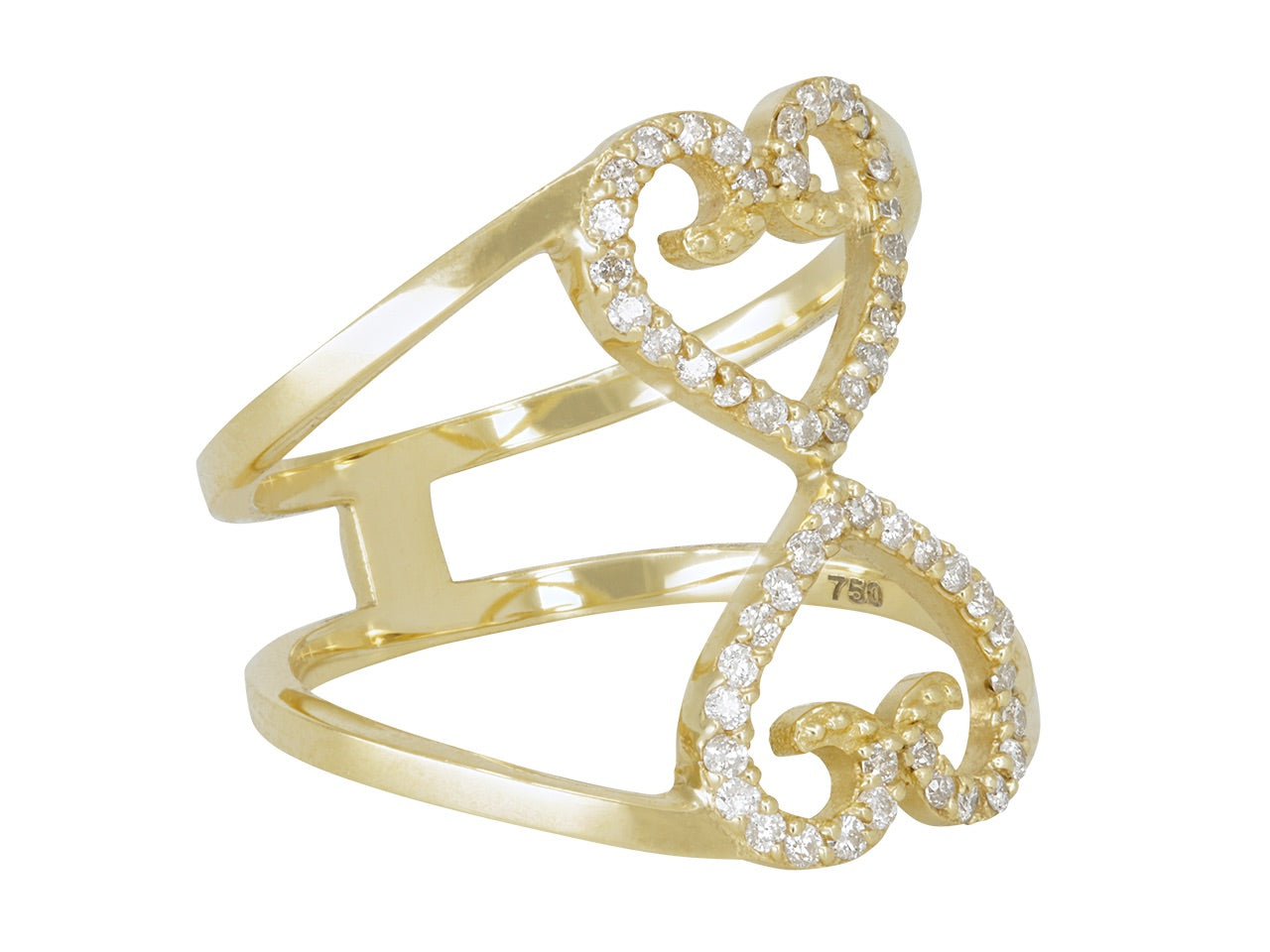 Rhonda Faber Green Diamond Double Heart Ring in 18K Gold