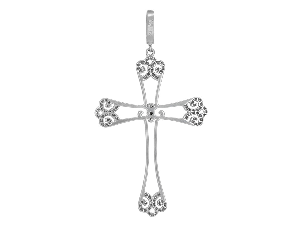 Rhonda Faber Green Diamond Filigree Cross in 18K White Gold