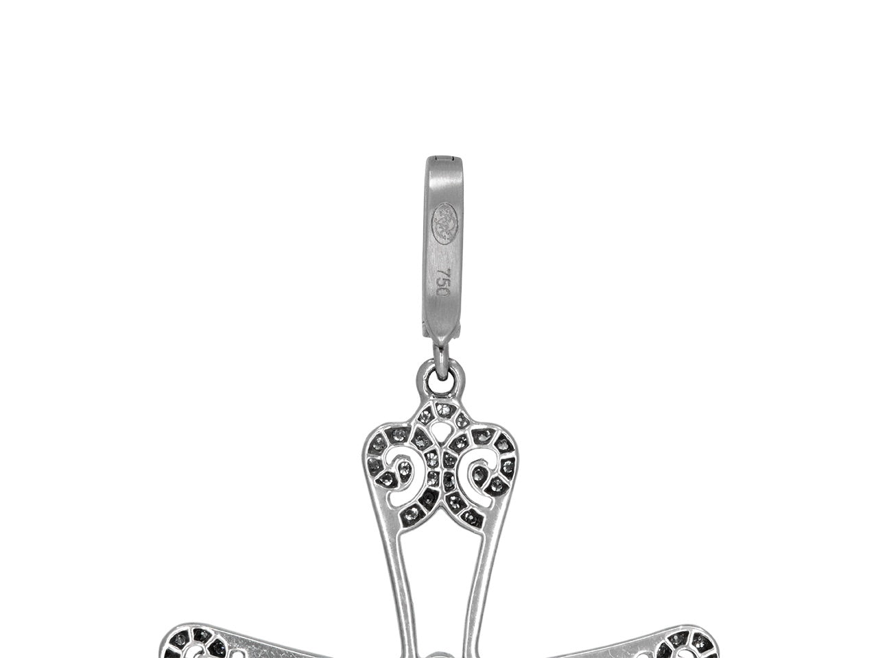 Rhonda Faber Green Diamond Filigree Cross in 18K White Gold