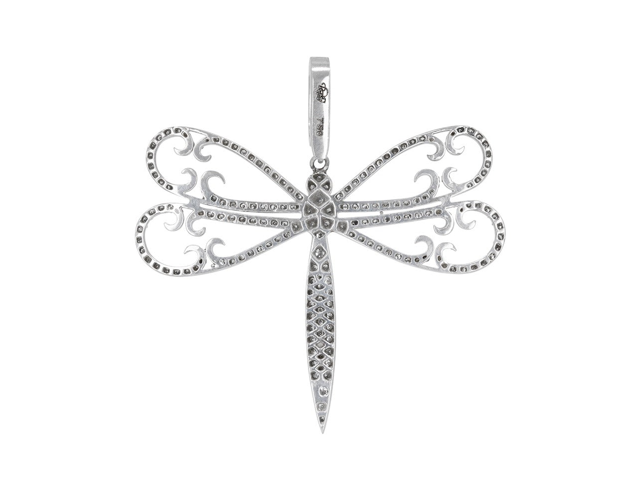 Rhonda Faber Green Diamond Dragonfly Pendant in 18K White Gold