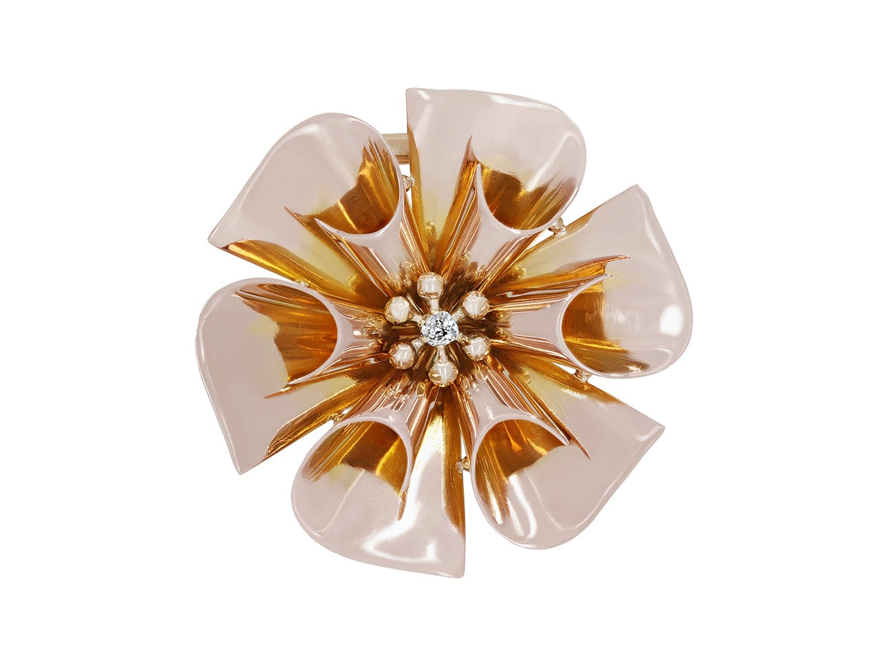 Mid-Century Flower Brooch in 14K Rose Gold