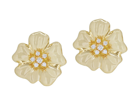 Tallarico Diamond Flower Earrings in 18K Gold