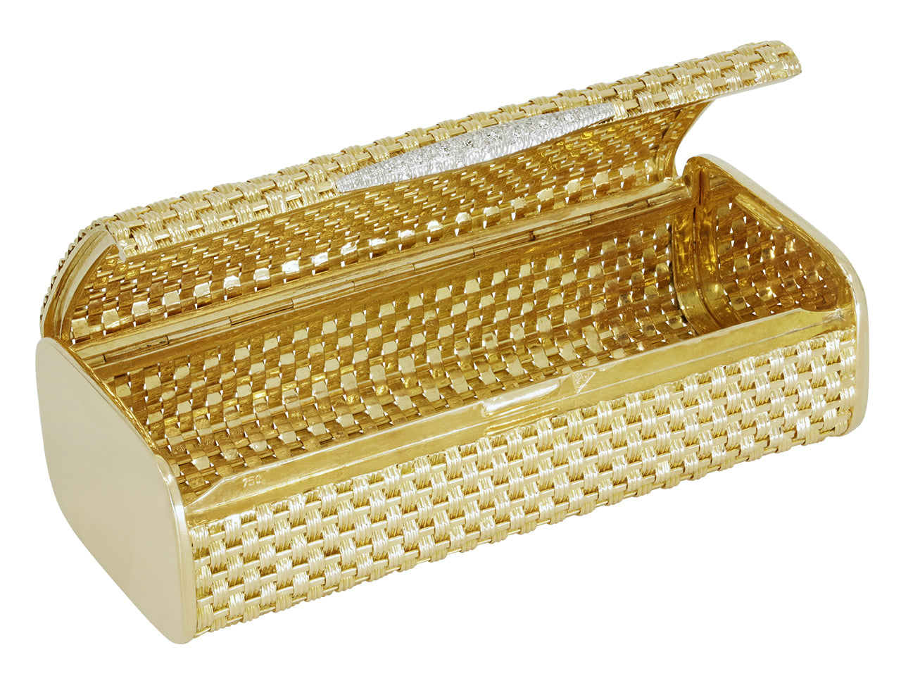 Gold Vanity Case with Diamonds in 18K Gold