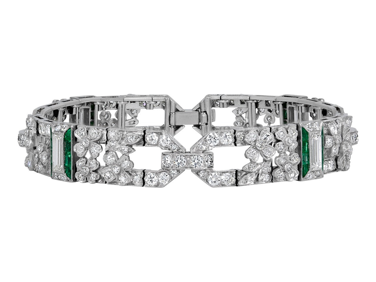 Art Deco Emerald and Diamond Bracelet in Platinum