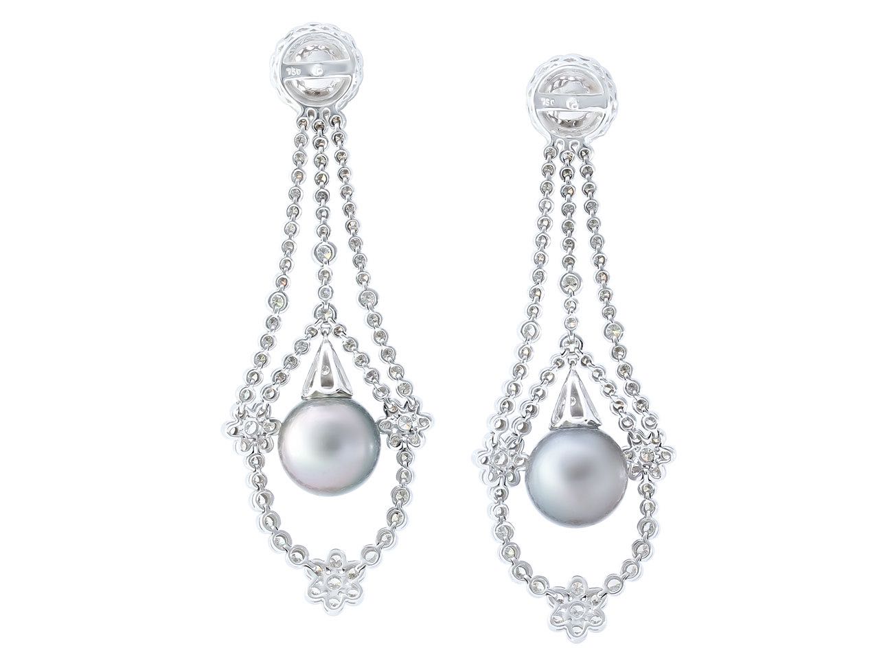 Diamond and Pearl Earrings in 18K