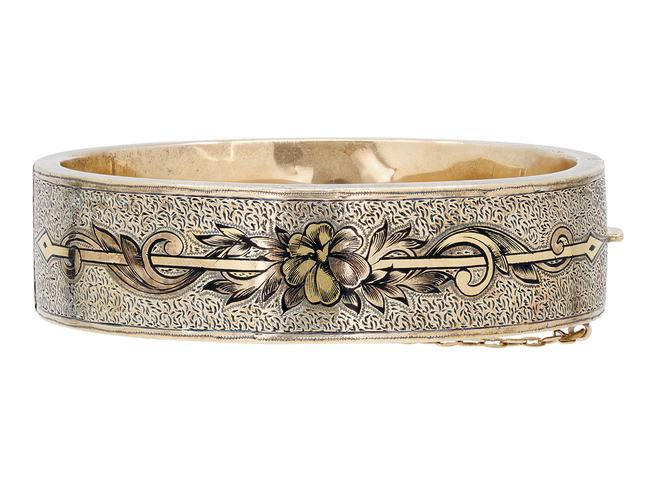 Pair of Antique Victorian Enameled Bangle Bracelets in 12K Gold