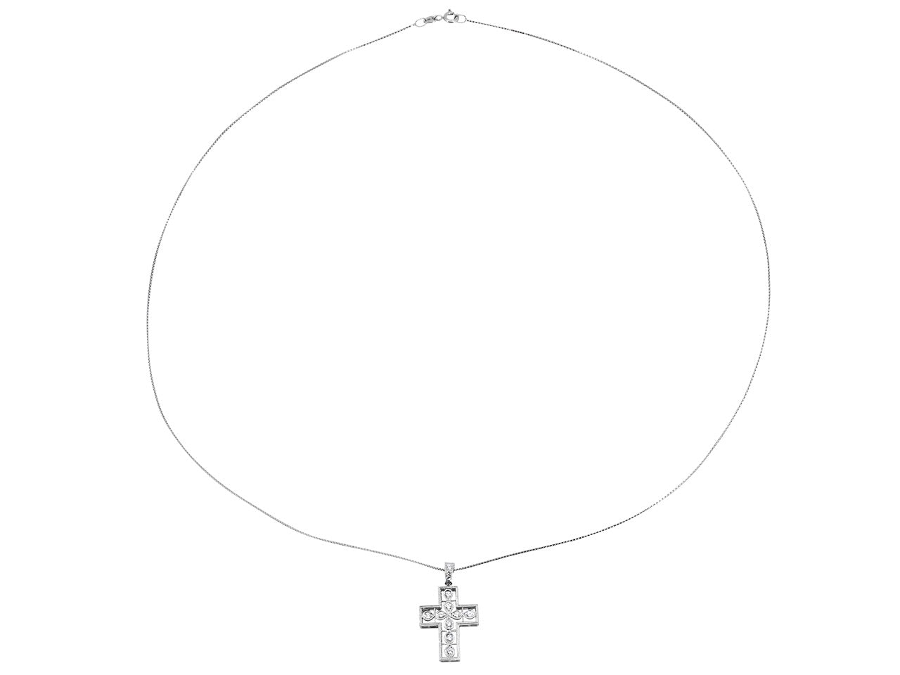 Diamond Cross Pendant in 18K White Gold