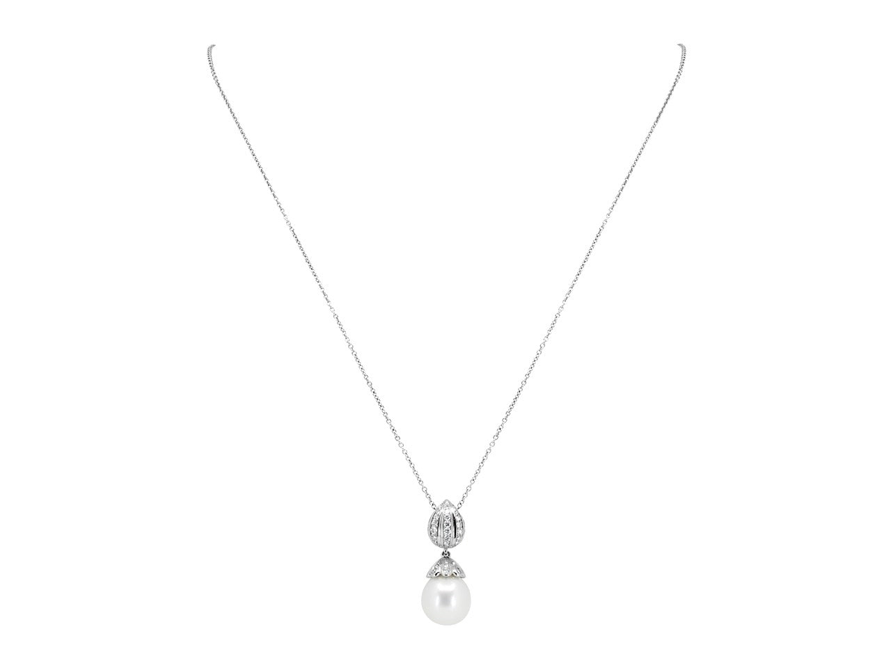 Pearl and Diamond Pendant in 18K