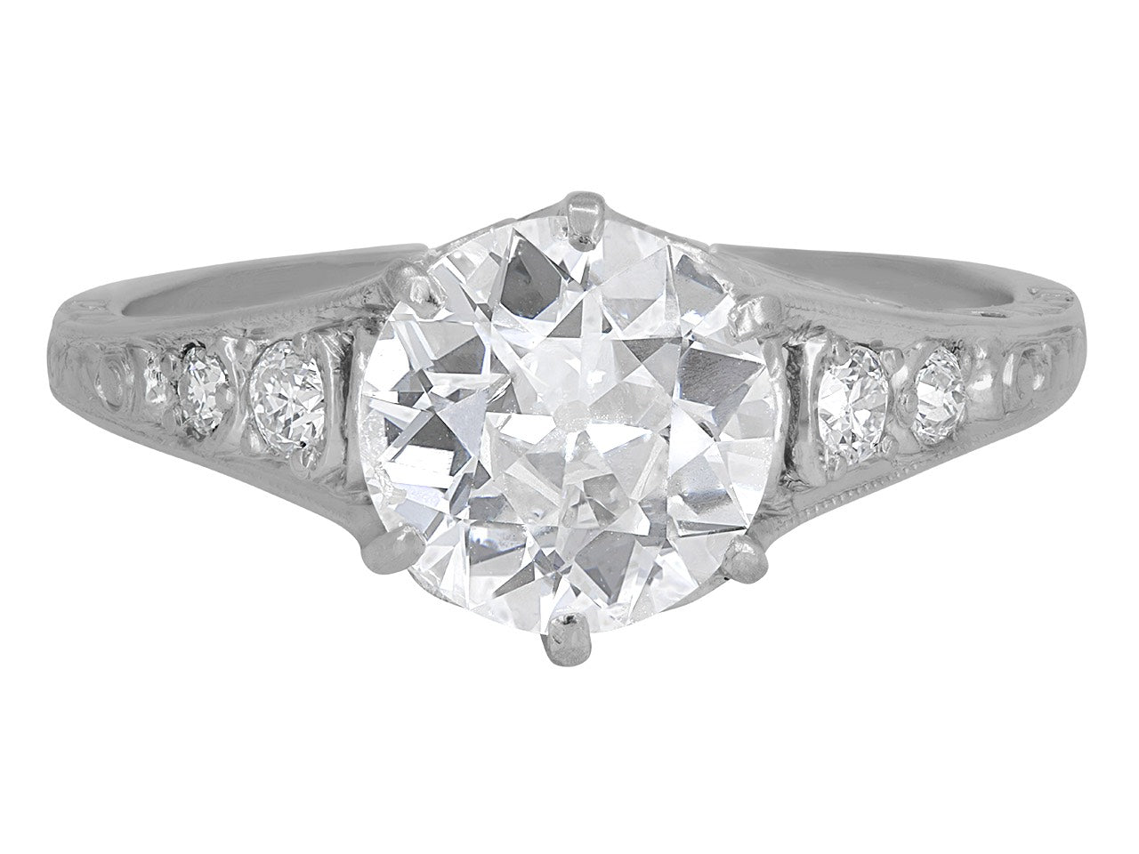 Art Deco Diamond Solitaire Ring, 1.62 carat F/SI-1, in Platinum