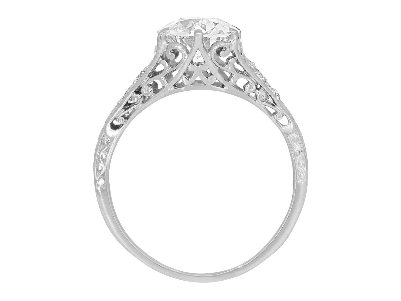 Art Deco Diamond Solitaire Ring, 1.62 carat F/SI-1, in Platinum