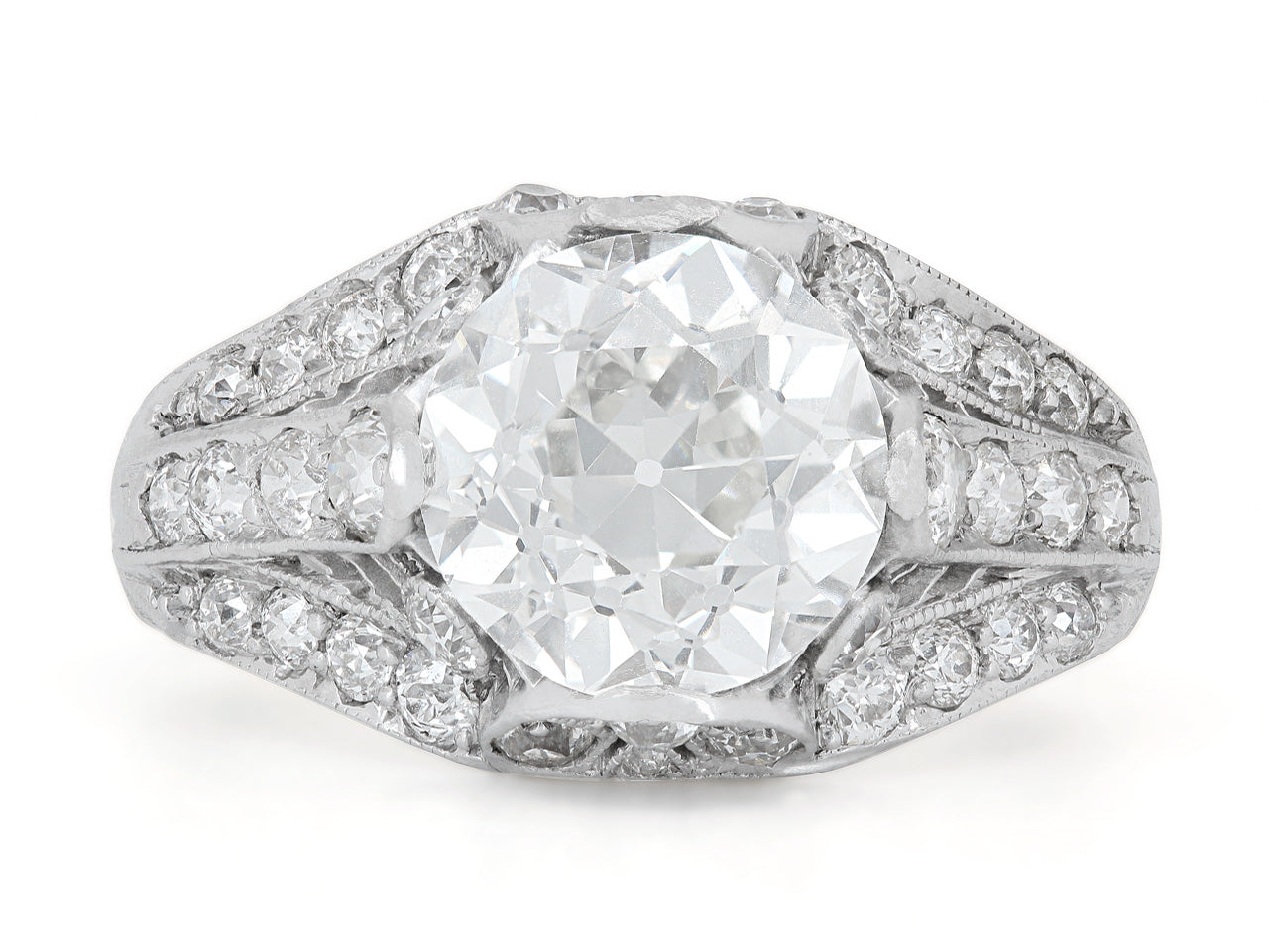 Art Deco Diamond Ring, 2.28 Carat J/VS-2, in Platinum