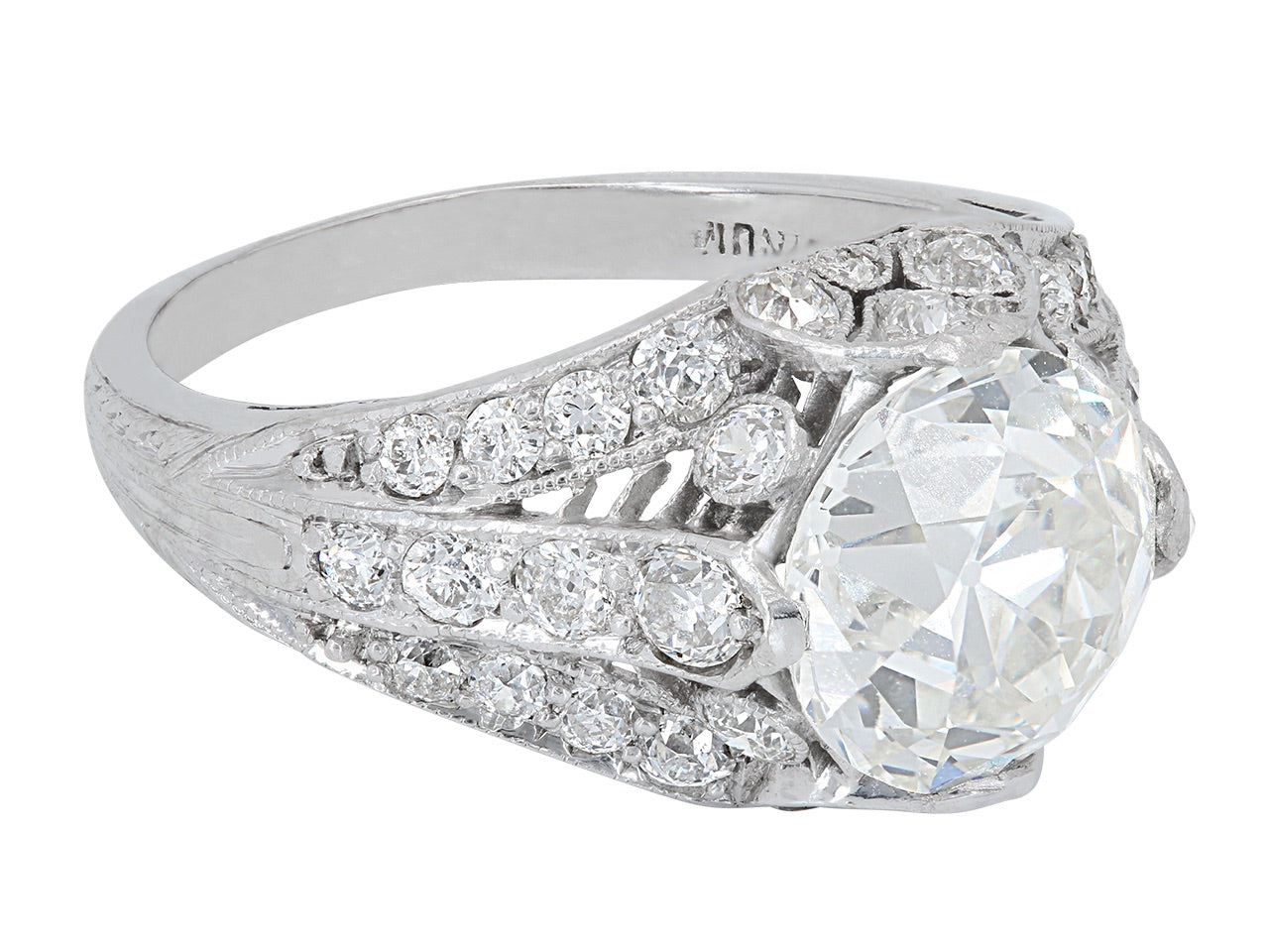 Art Deco Diamond Ring, 2.28 Carat J/VS-2, in Platinum