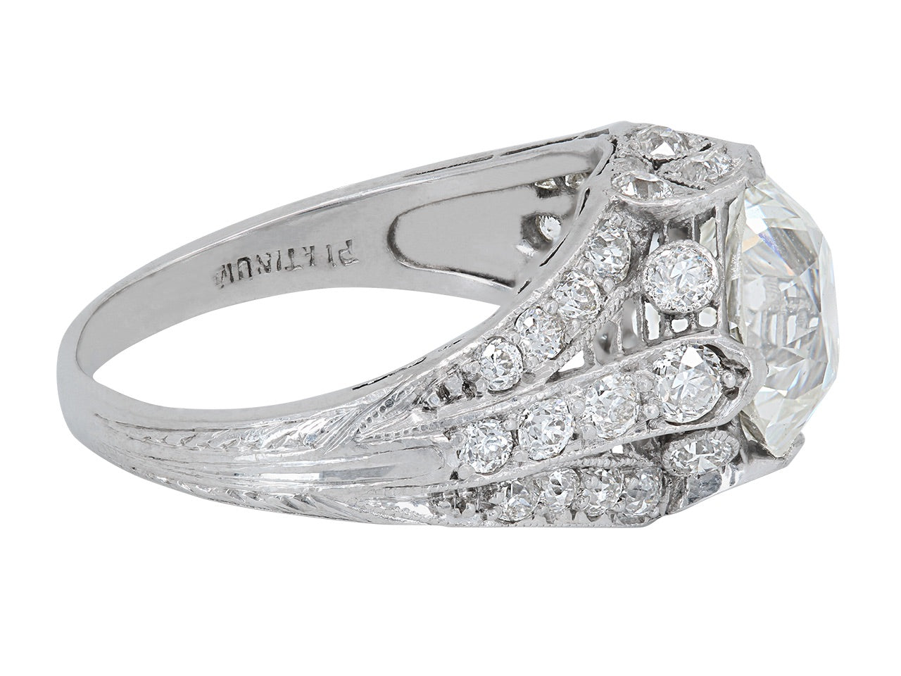 Art Deco Diamond Ring, 2.28 Carat J/VS-2, in Platinum