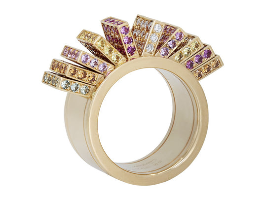 Cartier 'Collection Délices de Cartier' Sapphire and Diamond Fan Ring in 18K Gold