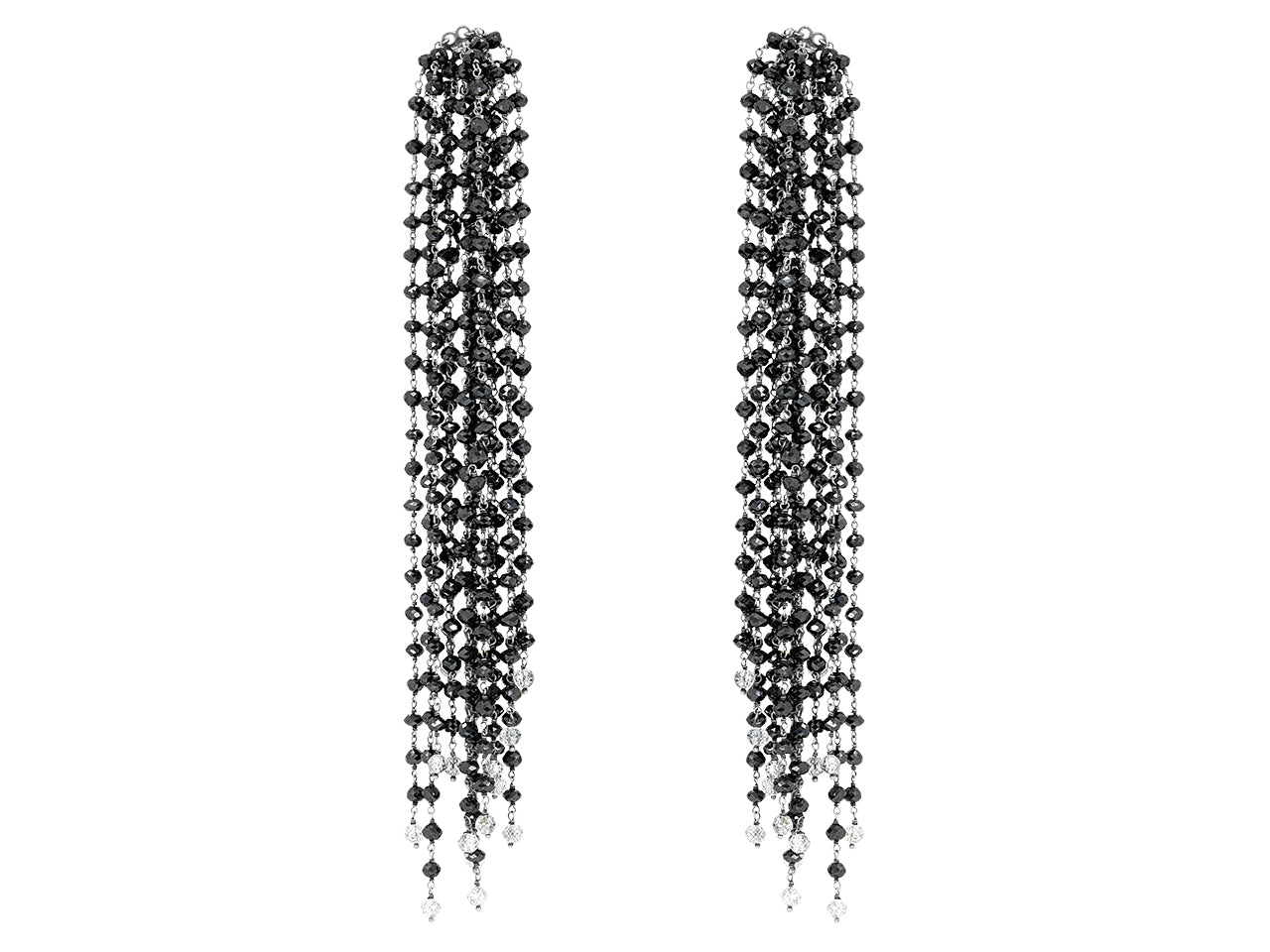 Black Diamond Fringe Earrings in 18K White Gold