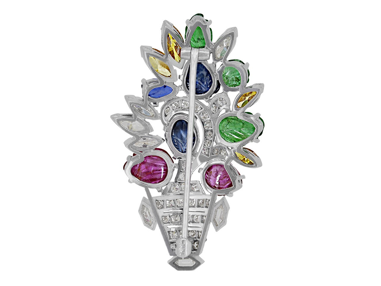 Art Deco Tutti Frutti Brooch in Platinum