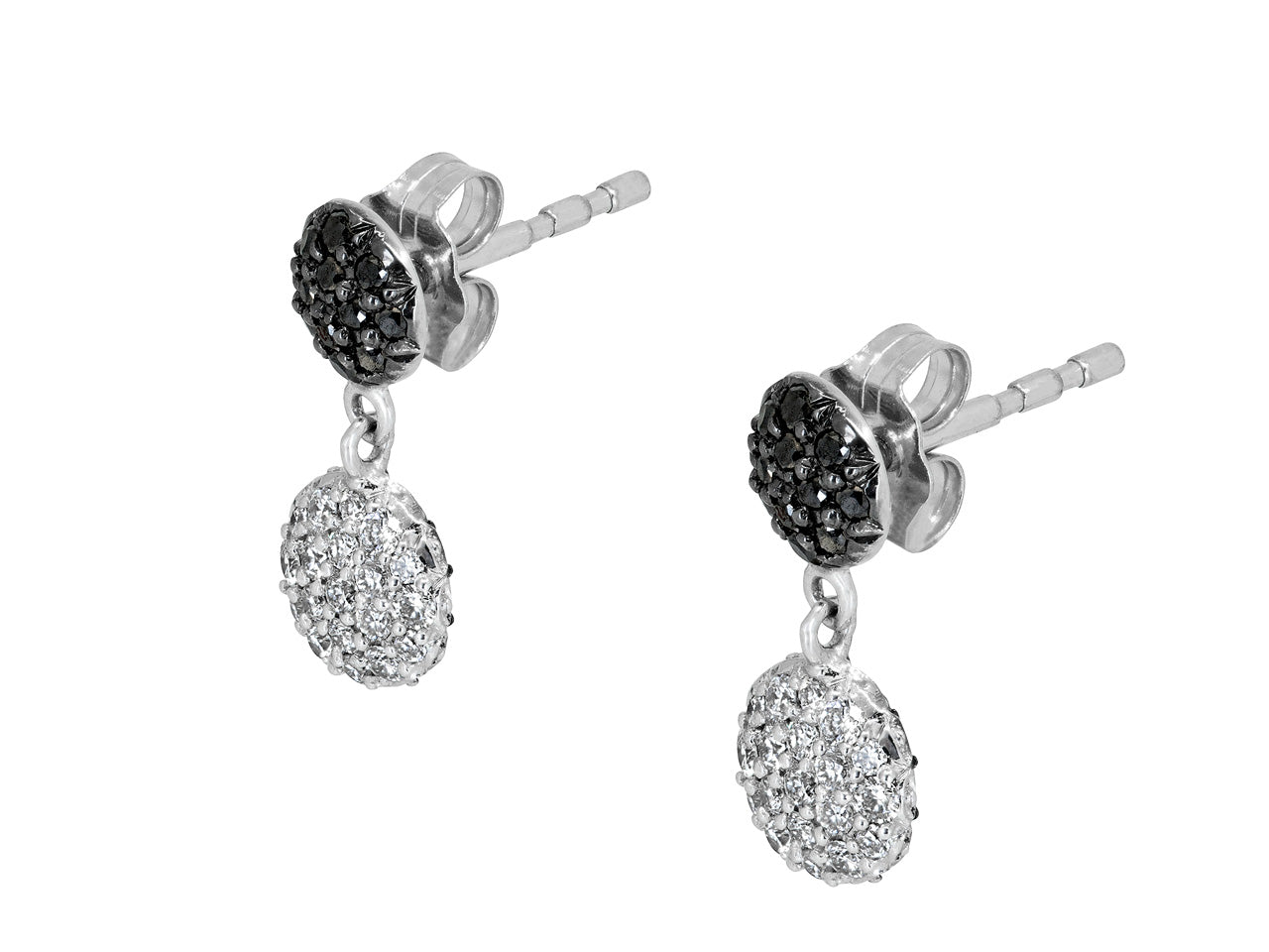 Rhonda Faber Green Small 'Diamond Dot' Earrings in 18K White Gold