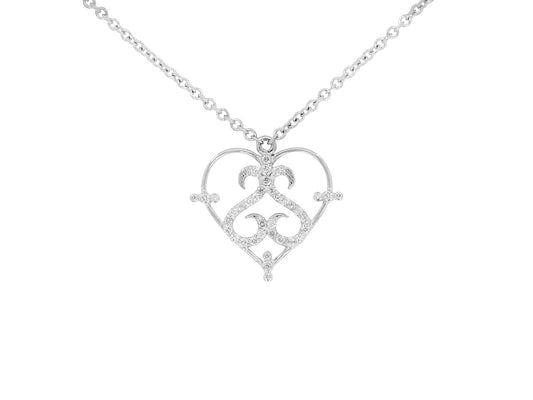 Rhonda Faber Green Diamond Heart Pendant in 18K White Gold