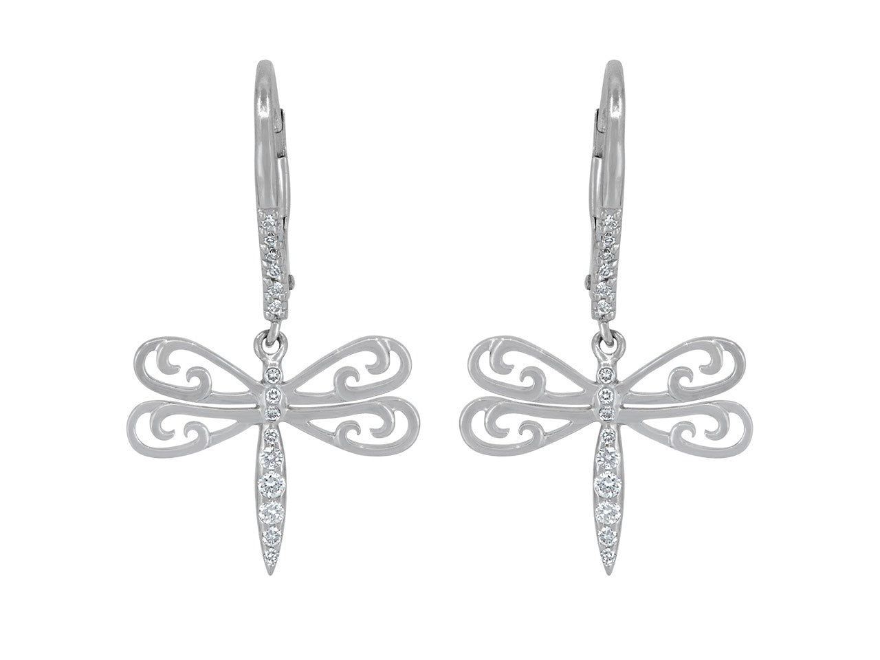 Rhonda Faber Green Diamond Dragonfly Earrings in 18K