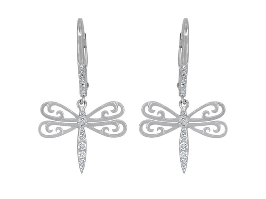 Rhonda Faber Green Diamond Dragonfly Earrings in 18K