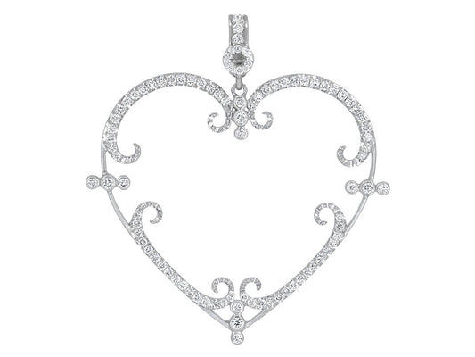 Rhonda Faber Green Large 'Filigreen Heart' Pendant in 18K White Gold