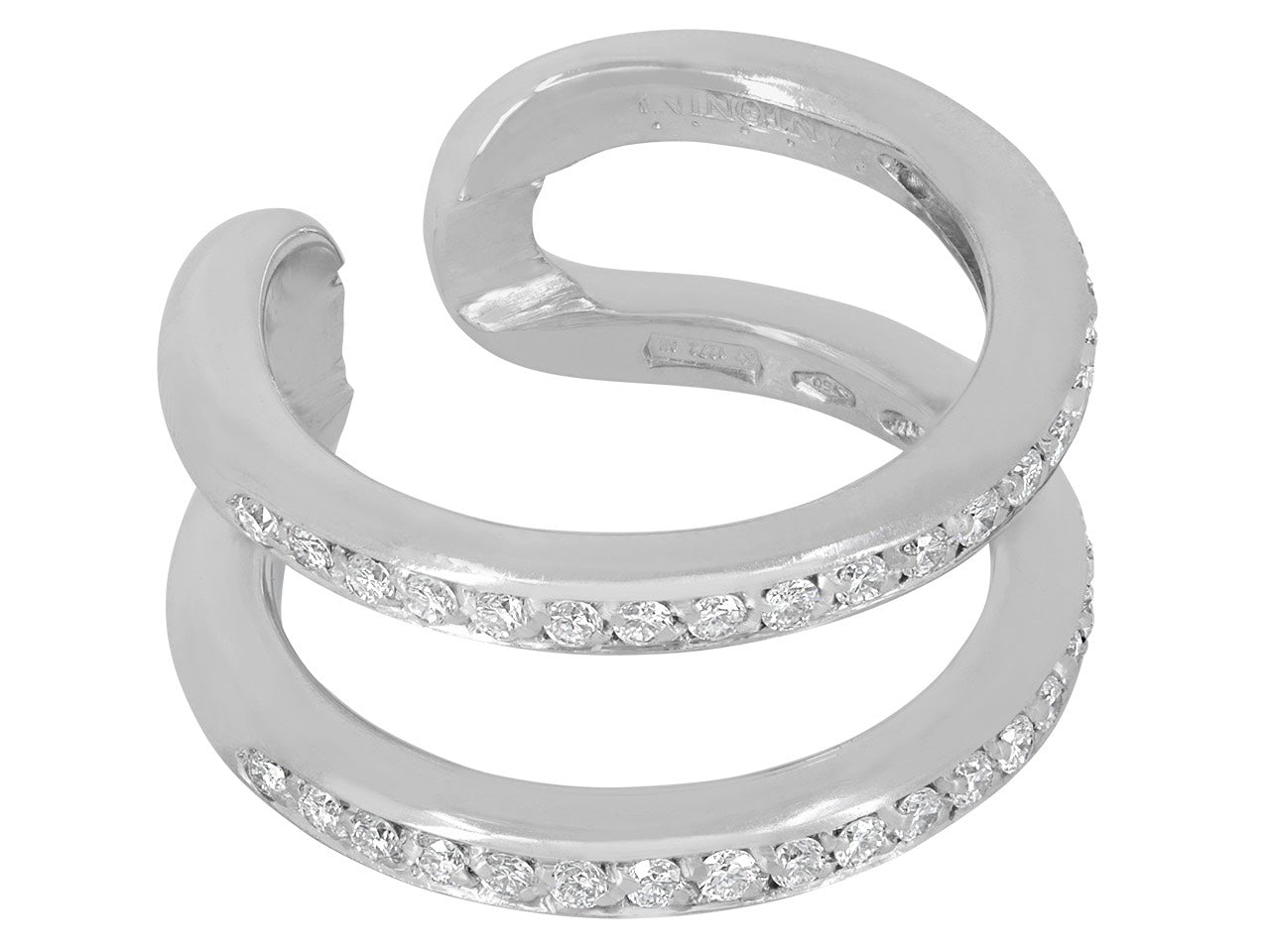 Antonini Gioielli Double Diamond Band in 18K White Gold